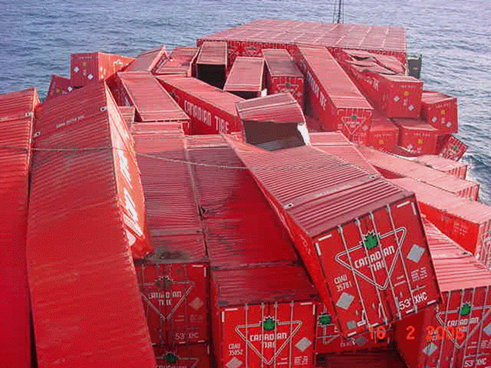 Container shifted during storm